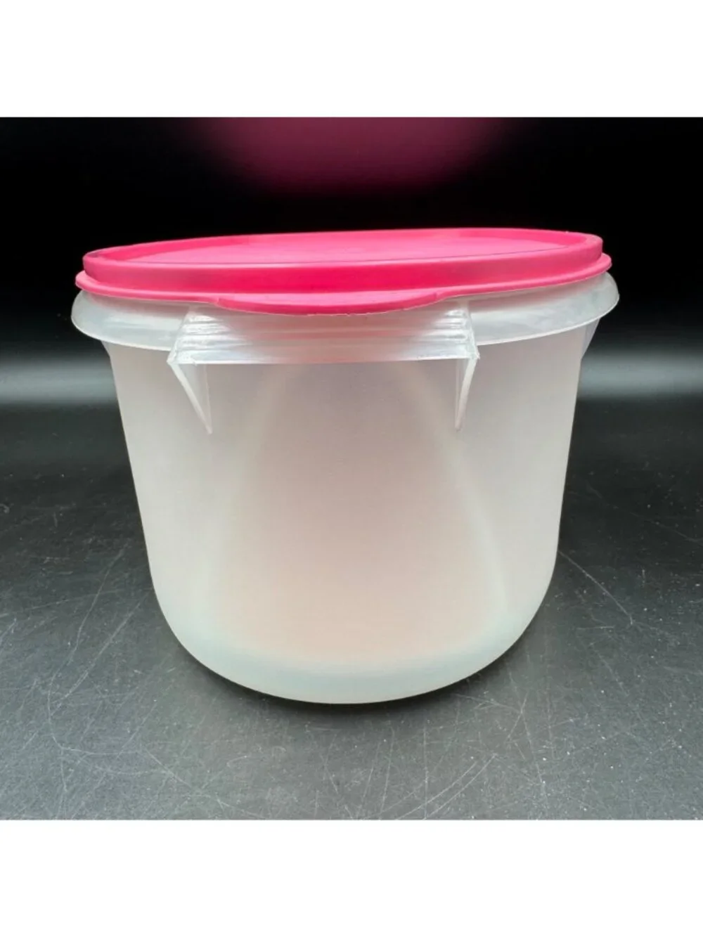 Vintage Tupperware Oval Modular Mate Storage Container With Bright Pink Lid